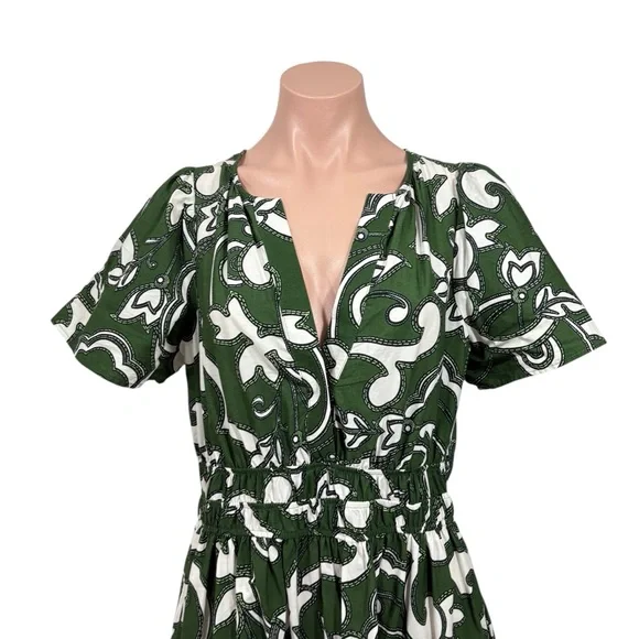 BY ANTHROPOLOGIE The Somerset Dark Green Printed Maxi Dress M - Picture 4 of 12